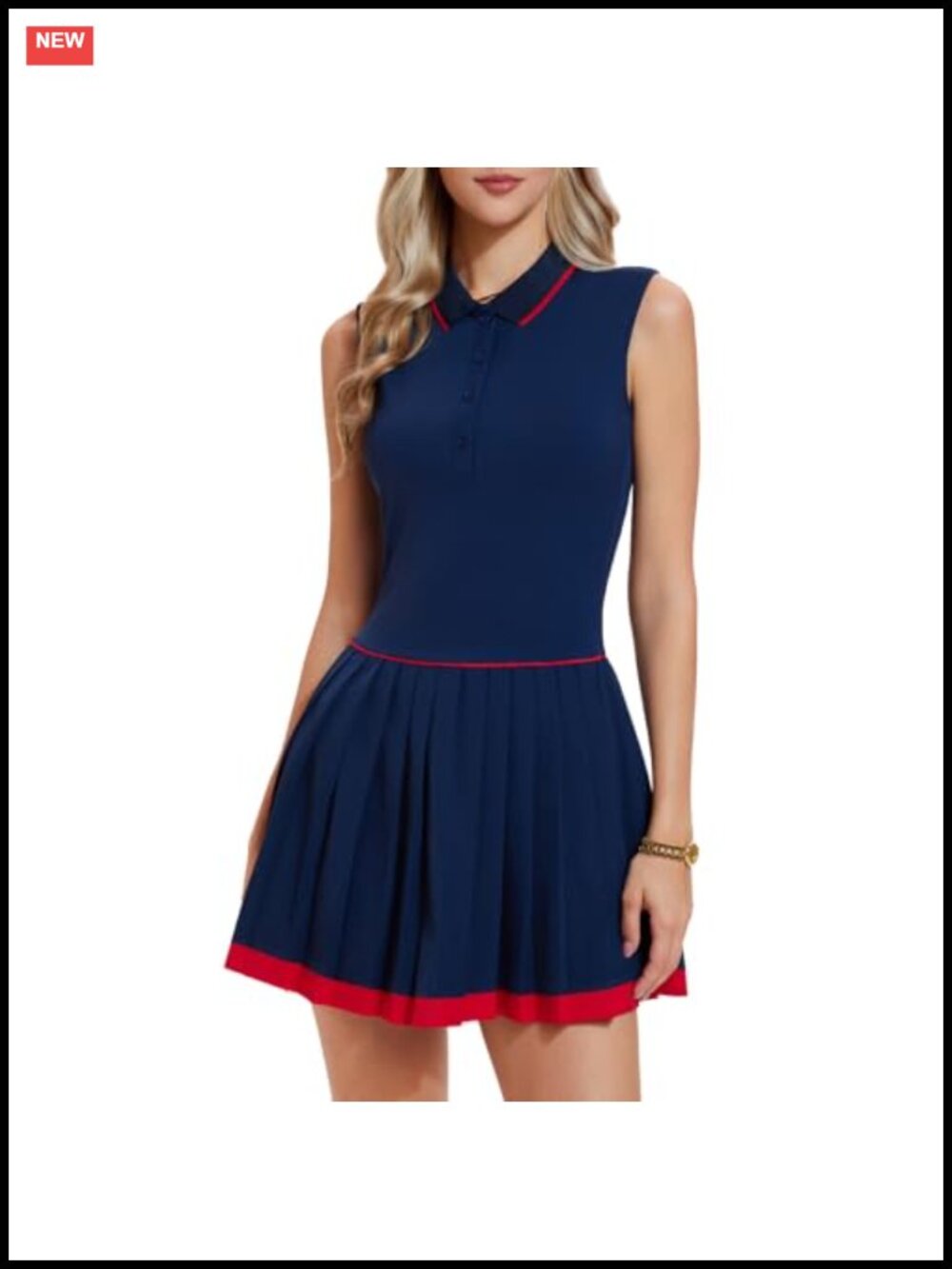 Tennis Dress Polo Golf Athletic Sleeveless Pleated UPF 50+ Nylon Spandex
